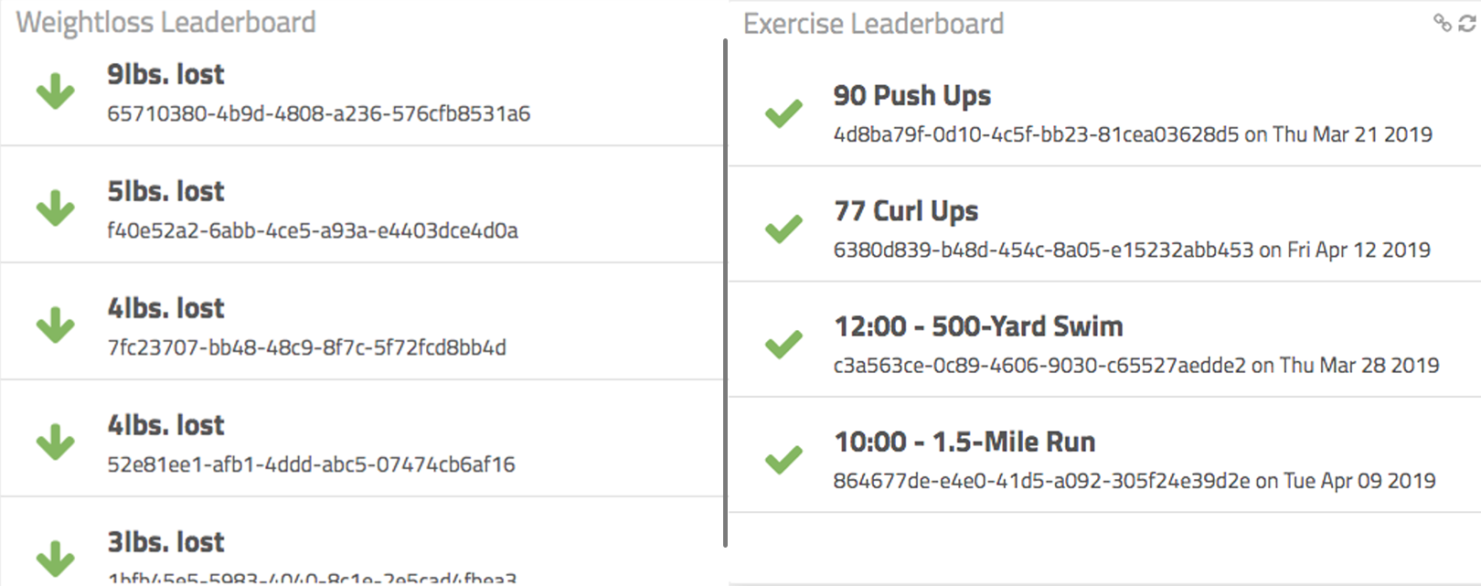 Exercise Leaderboard